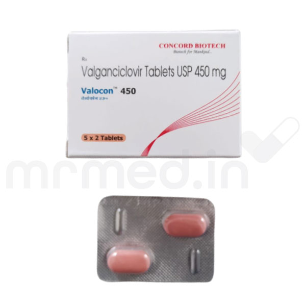 Valocon 450 Mg Tablet - Pink Film-coated Oval, Valganciclovir 450 Mg, Antiviral Therapy For Cmv Retinitis
