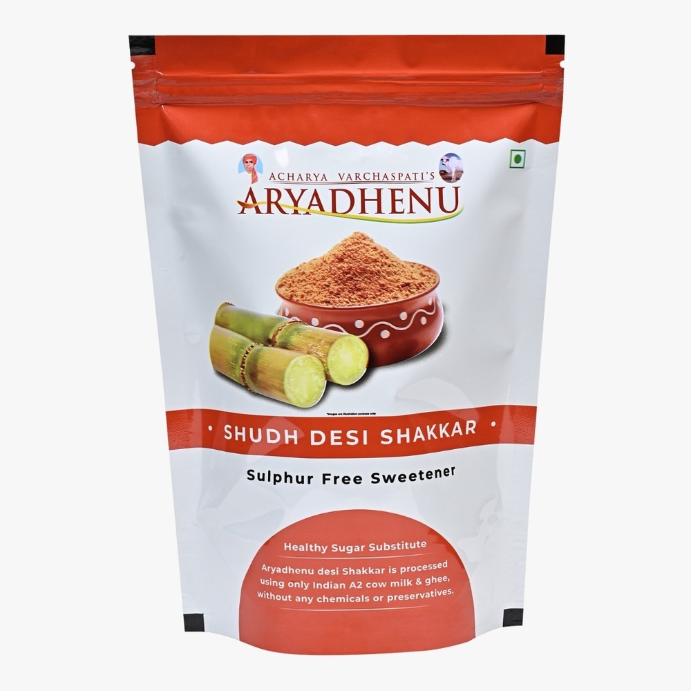 Aryadhenu Shudh Desi Cane Jaggery Powder 100% Natural, Pure & Healthy Indian Jaggery Powder Sweetener  Chemical & Sulphur Free Shakkar  900gm