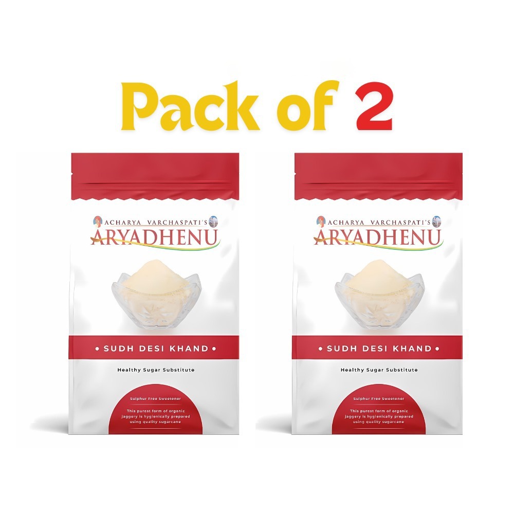 Aryadhenu Shudh Desi Khandsari Sugar 100% Natural, Pure & Healthy Indian Cane Sugar Sweetener  Chemical & Sulphur Free Khand  900 gm Pack Of 2