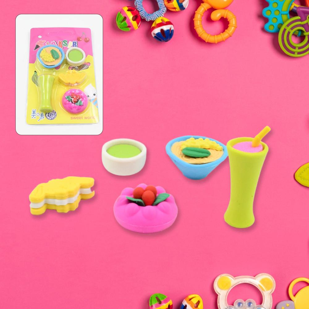 3D Mix Design Fancy & Stylish Colorful Erasers (1 Set) - Application: As Per Product Requirement