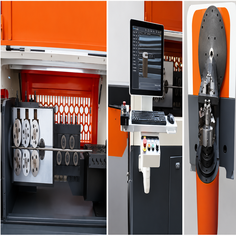 3d Cnc Head Rotating Wire Bending Machine - Color: Red And Grey