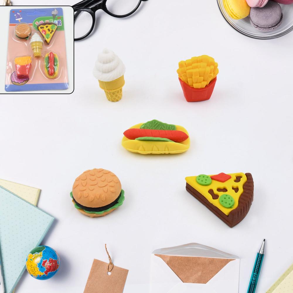 3D Food Fancy Colorful Erasers Cute Novelty Eraser Set for Kids (1 Set)
