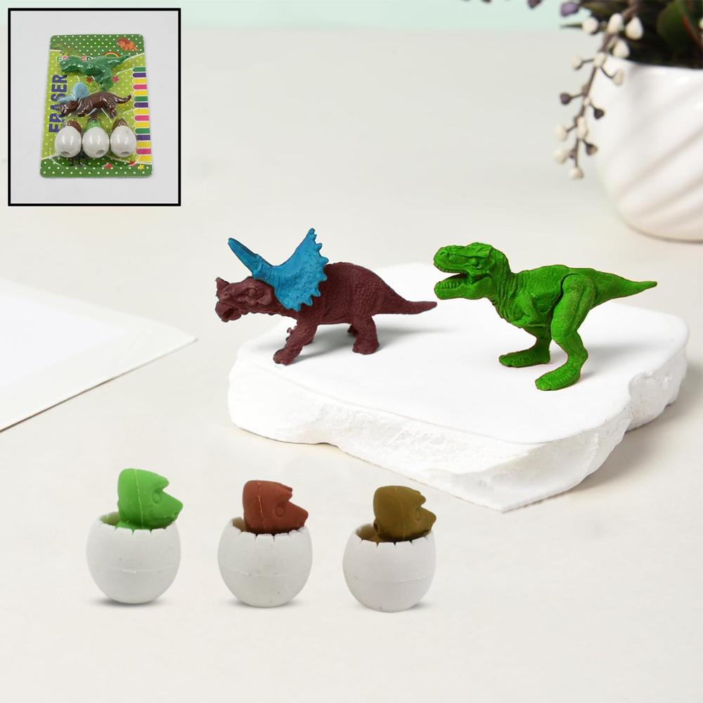Dinosaur & Egg Shaped 3D Puzzle Erasers Fun Mini Erasers for Kids (5 Pcs Set)