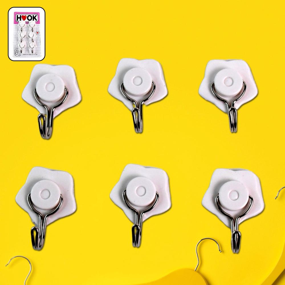 Multipurpose Self Adhesive Plastic Wall Hooks - 6 Pcs - Application: As Per Product Requirement