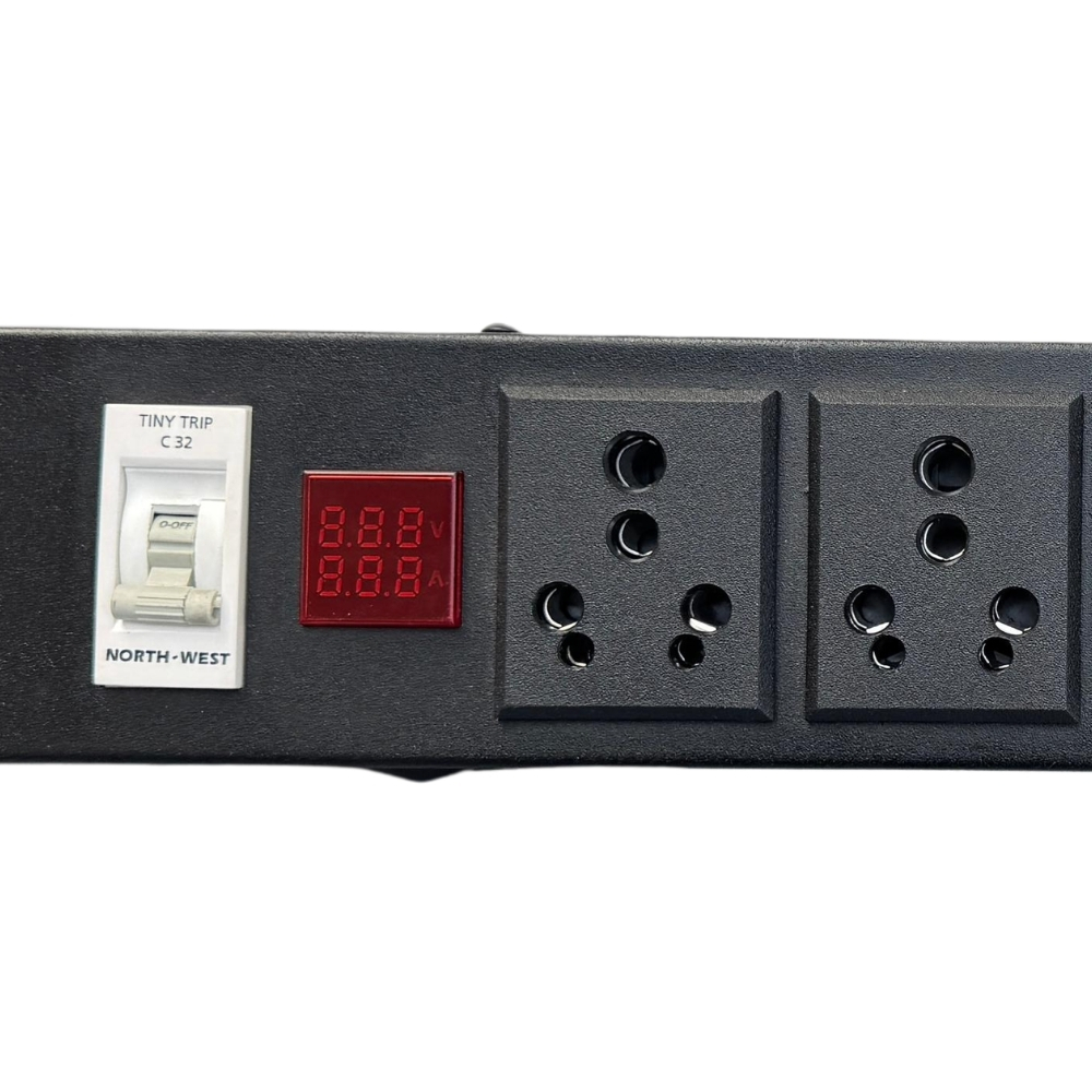 6 Socket 5/15 Amp Power Distribution Unit (PDU) With Display Meter