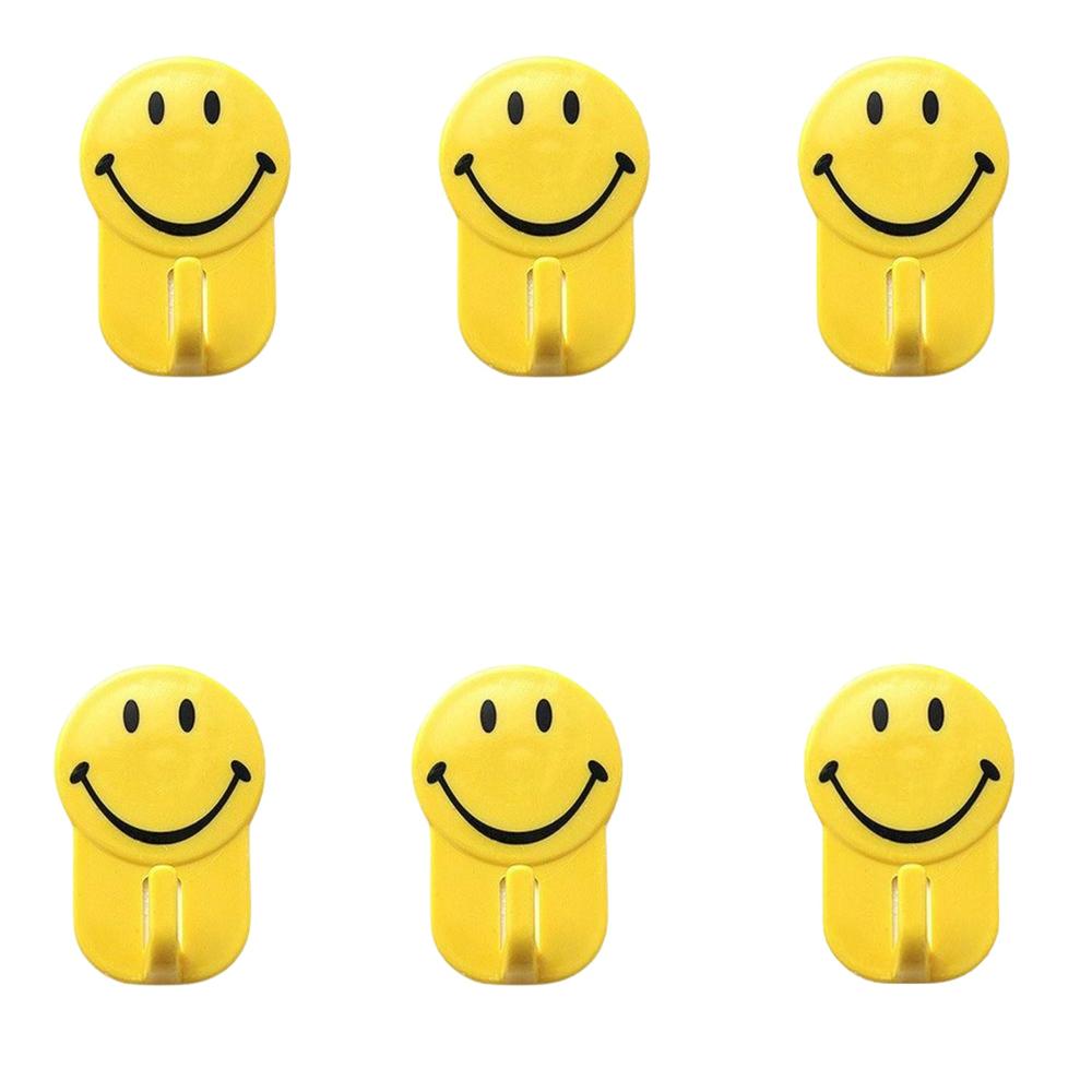 Plastic Self-Adhesive Smiley Face Hooks, 1 Kg Load Capacity (6Pcs) - Age Group: As Per Product Requirement
