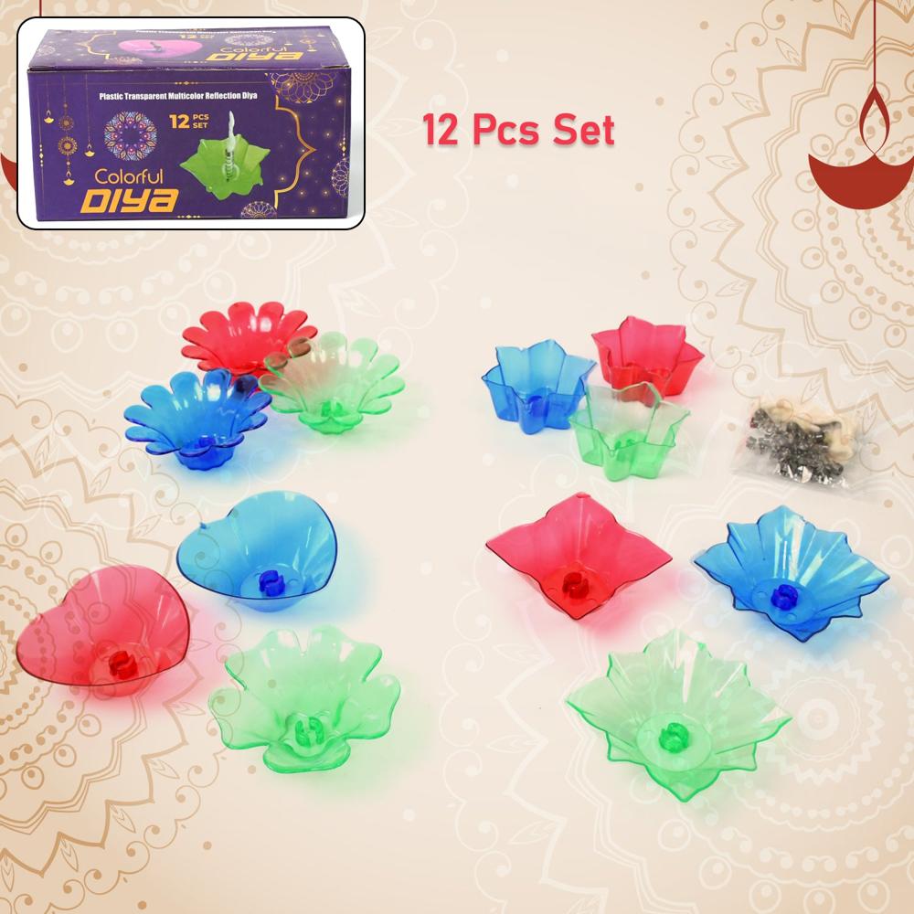 Colourful Reflection Diya Combo Plastic Candle Cup Multi Shape, Diwali (12 Pcs Set) - Application: As Per Product Requirement