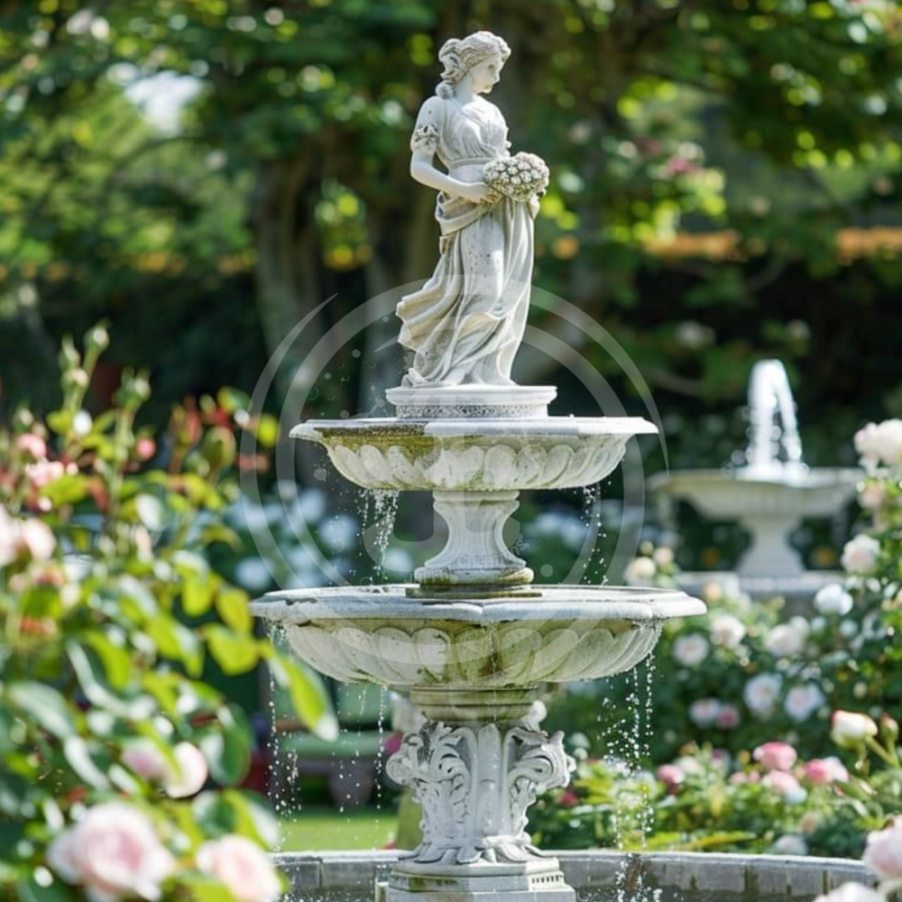 Tier Fountain with Statue