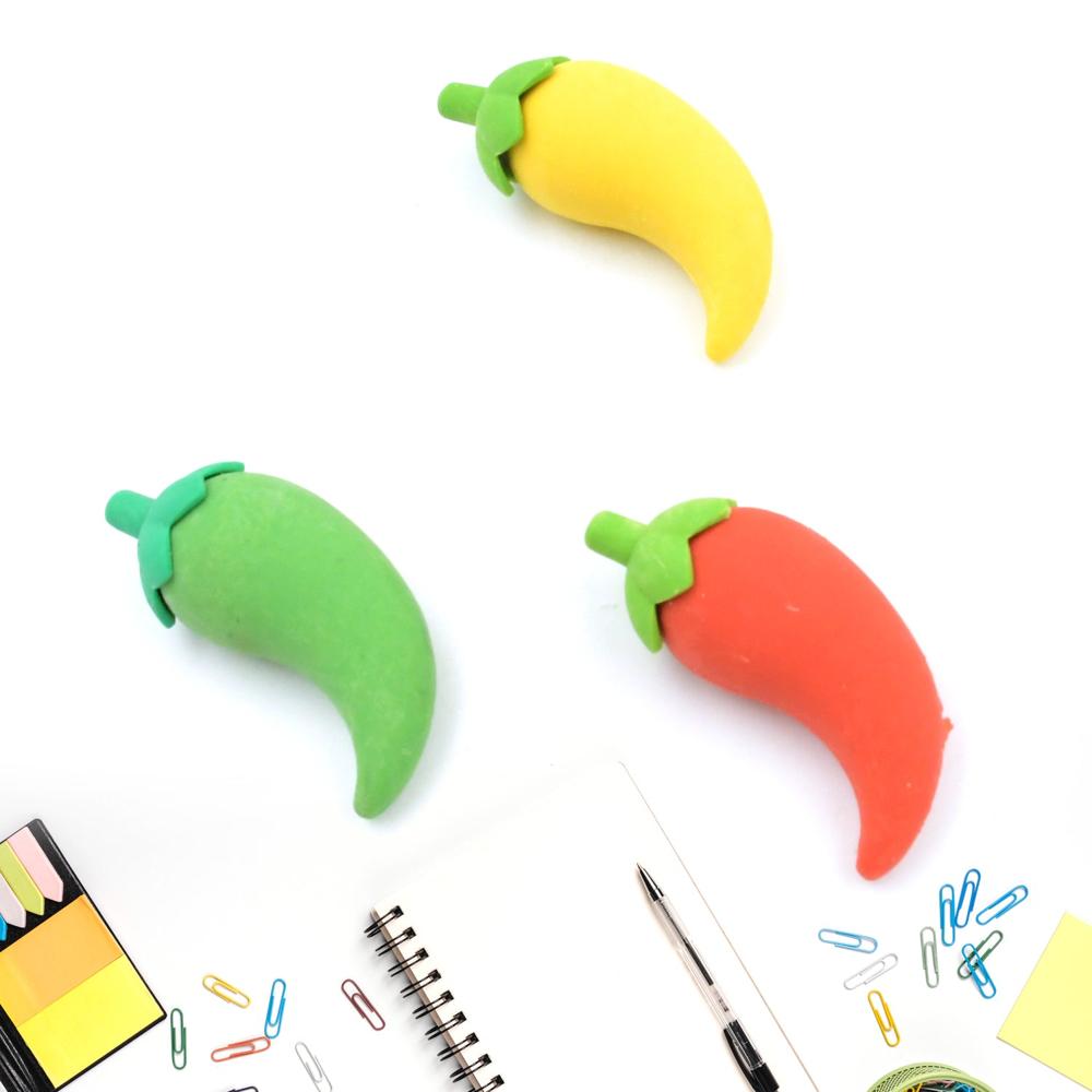 3D Fancy Colorful Chili Shape Erasers Mini Novelty Eraser Set (3 Pc) - Application: As Per Product Requirement