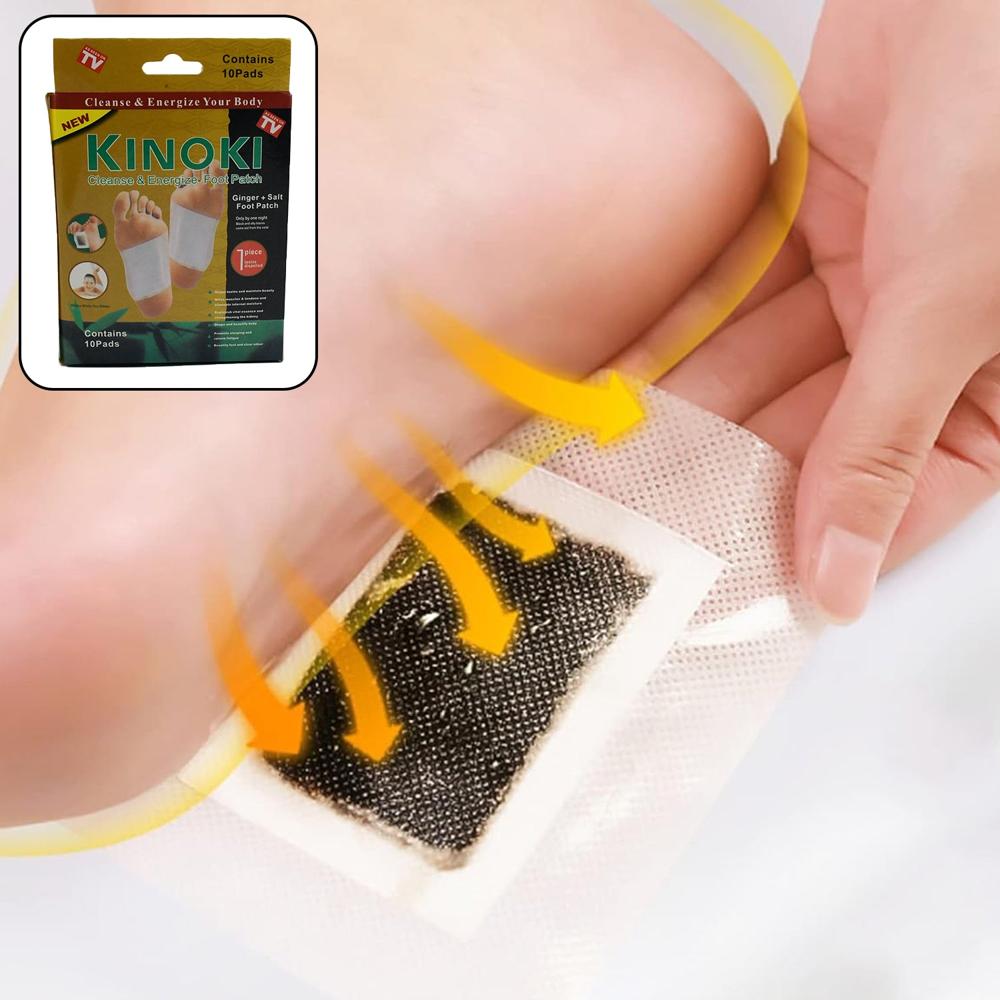 Kinoki Cleansing Detox Foot Pads Ginger & Salt Foot Patch -10Pcs (Free Size White) - Application: As Per Product Requirement