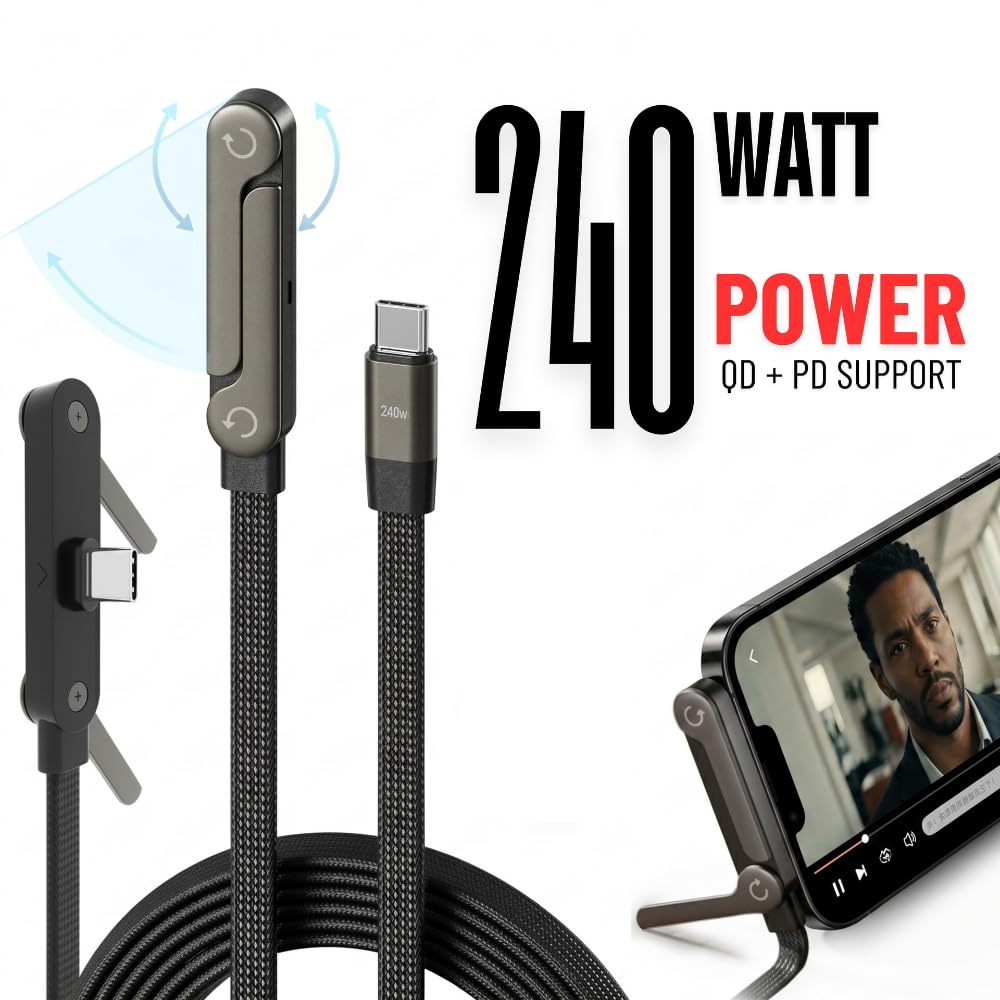 240W Type-C to Type C Fast Charging Cable with Invisible Holder