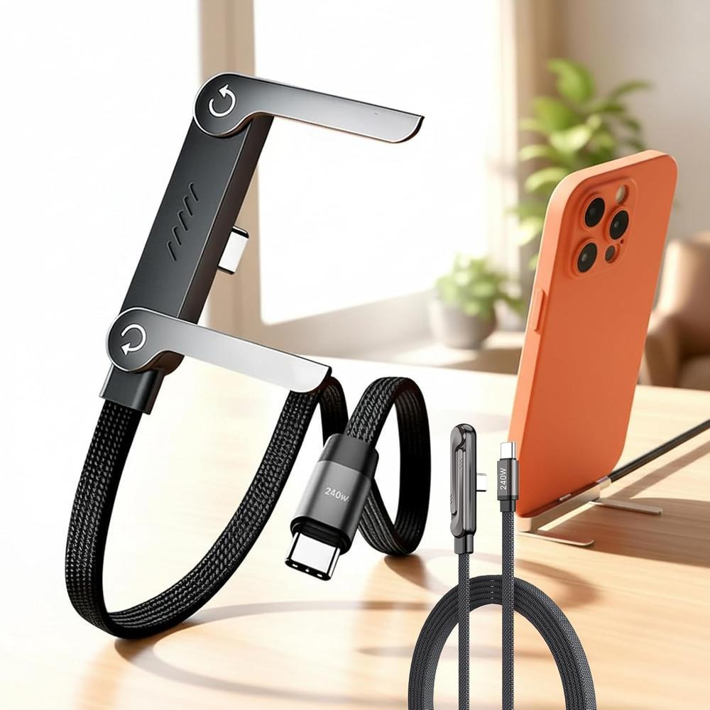 240W Type-C to Type C Fast Charging Cable with Invisible Holder