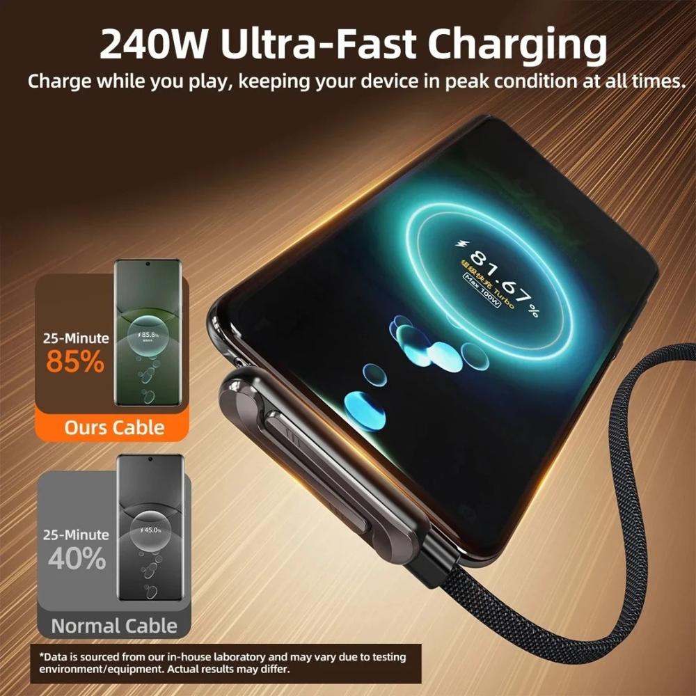240W Type-C to Type C Fast Charging Cable with Invisible Holder