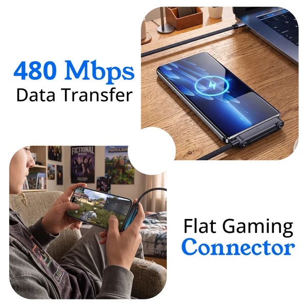 240W Type-C to Type C Fast Charging Cable with Invisible Holder