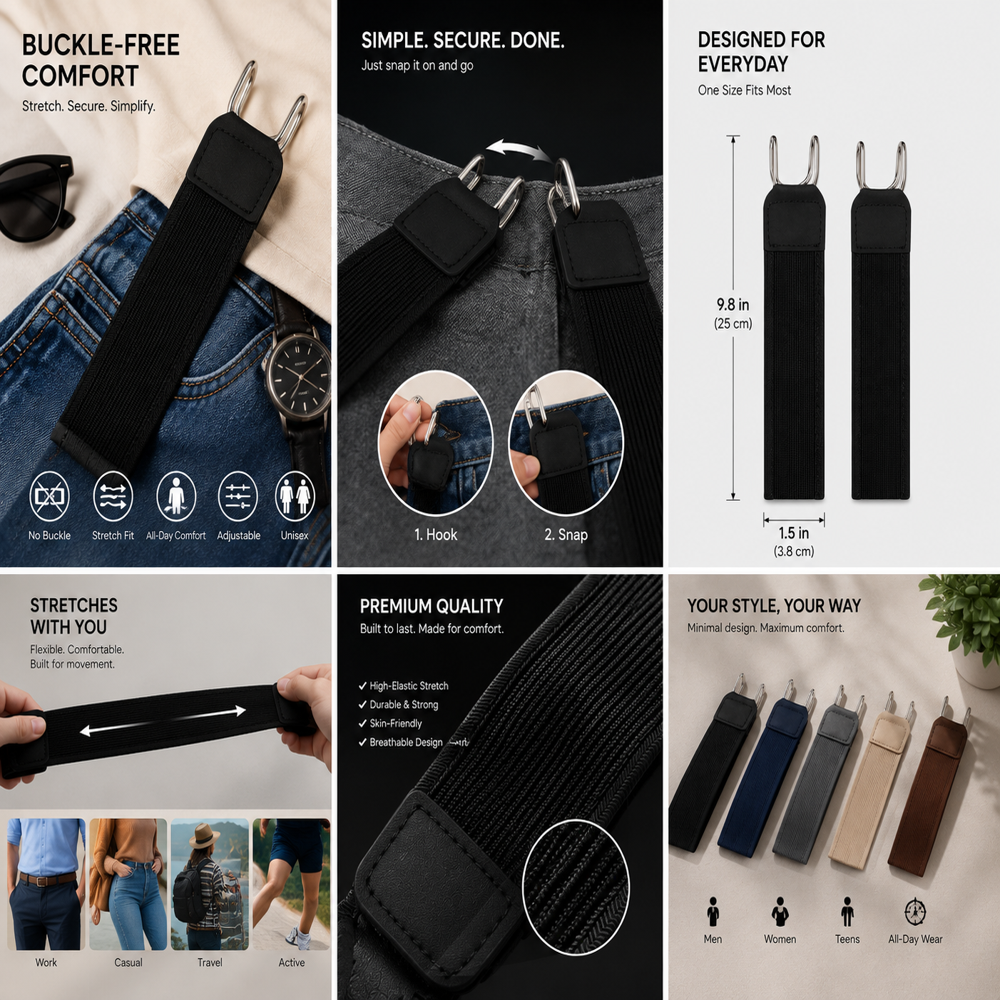Adjustable Buckleless Belt Hook