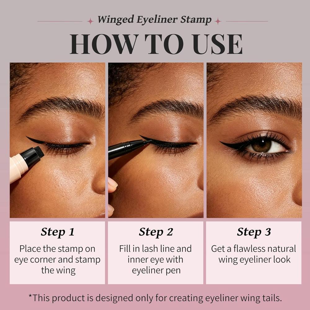 Waterproof Eyeliner Stamp Pen, Long Lasting Eyeliner Pen, Quick Wing Eyeliner Stamps, ( Black )