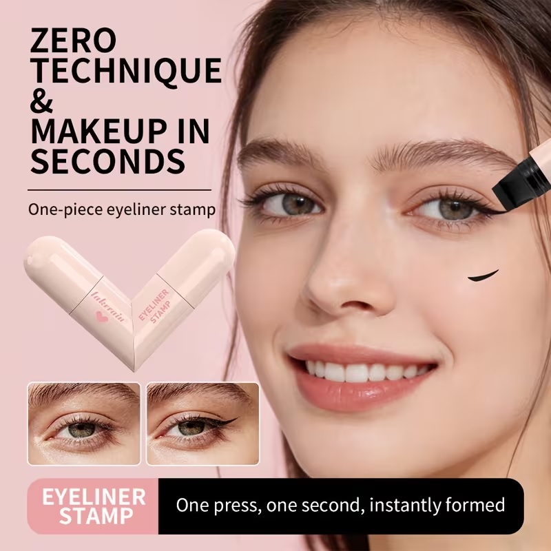 Waterproof Eyeliner Stamp Pen, Long Lasting Eyeliner Pen, Quick Wing Eyeliner Stamps, ( Black )
