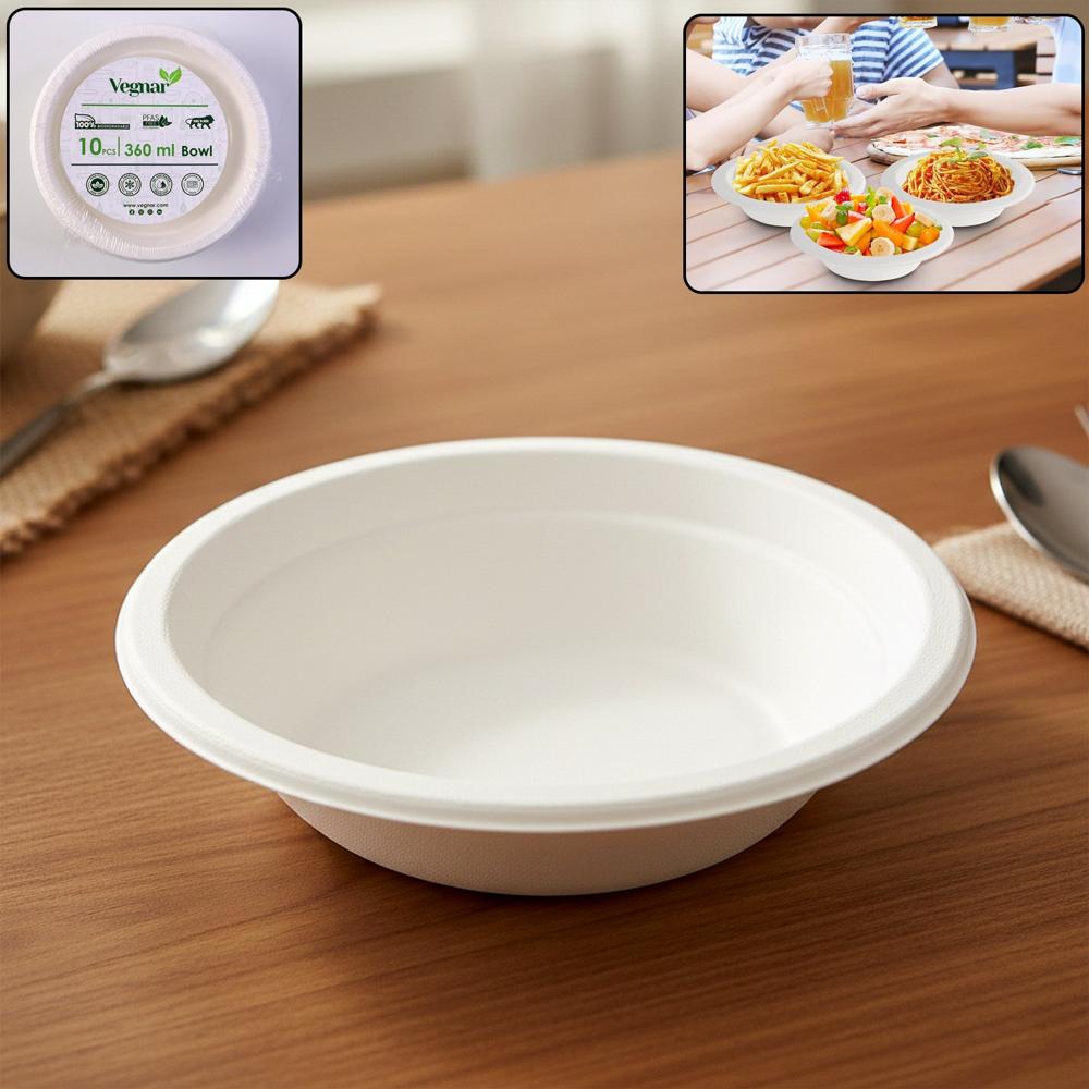 Vegnar Disposable Food Serving Bowl Set Of 10 Pieces 360 Ml Capacity - Application: As Per Product Requirement