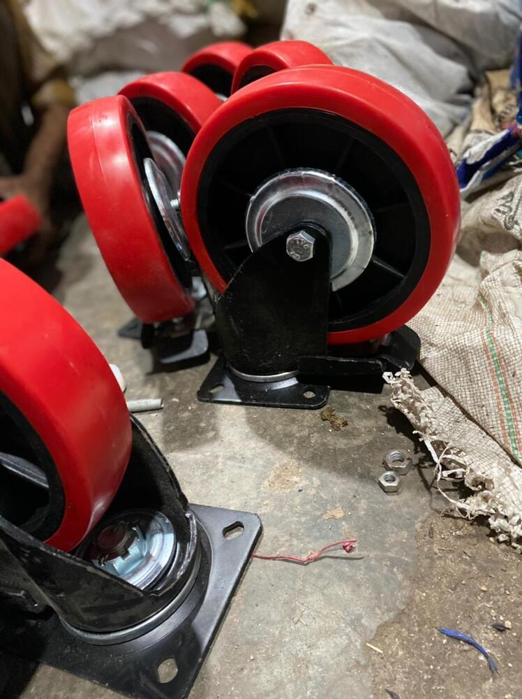 Heavy Duty Red PU Plate Swivel Casters