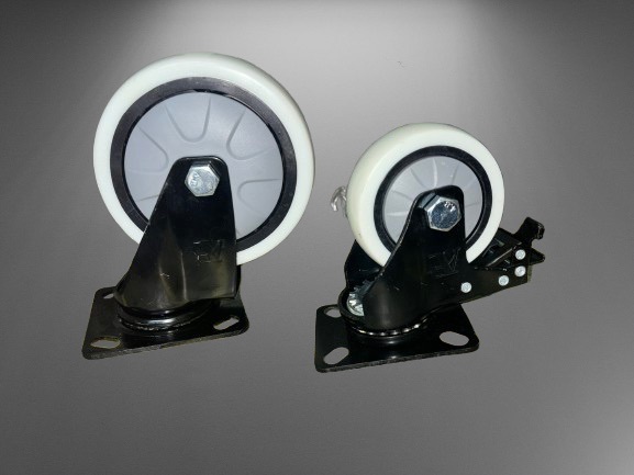 White PU Swivel Plate Caster Set