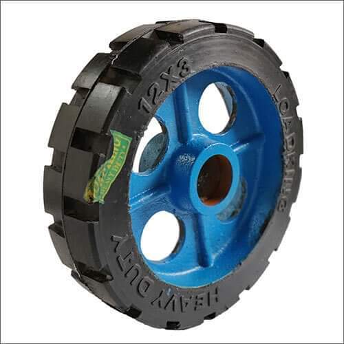 12x3 Blue Cast Iron Rubber Bonded Wheel