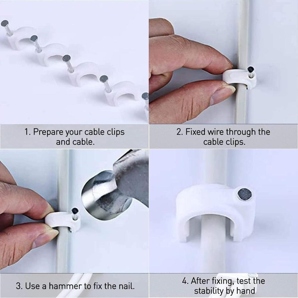 Heavy Duty Plastic Cable Clip with Steel Nail (100 Pc, 8mm)