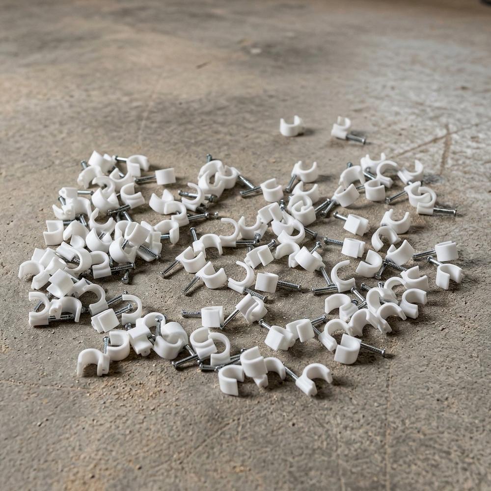 Heavy Duty Plastic Cable Clip with Steel Nail (100 Pc, 8mm)