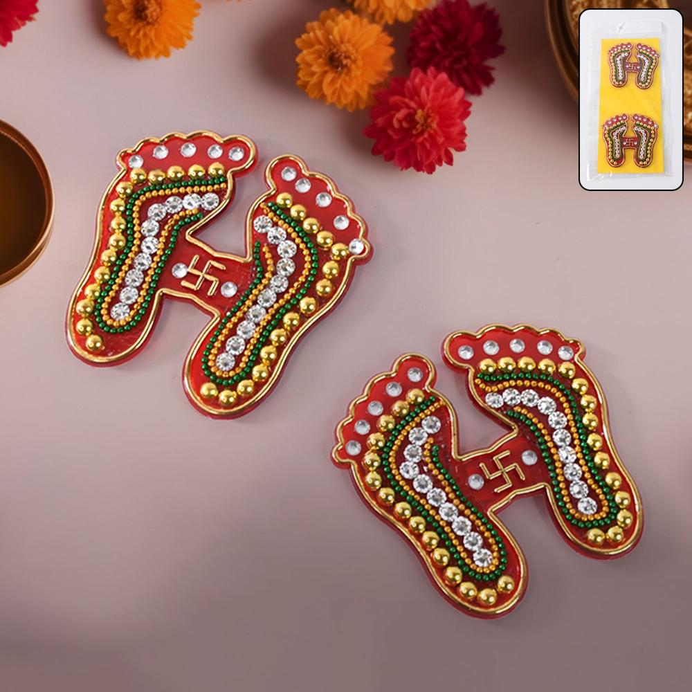 Decorative Laxmi Charan Paduka Sticker Set (Pack Of 2 Pc) - Application: As Per Product Requirement
