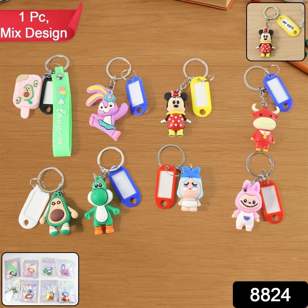 Cartoon Character Keychain With Name Tag (Mix Design 1 Pc) - Application: As Per Product Requirement