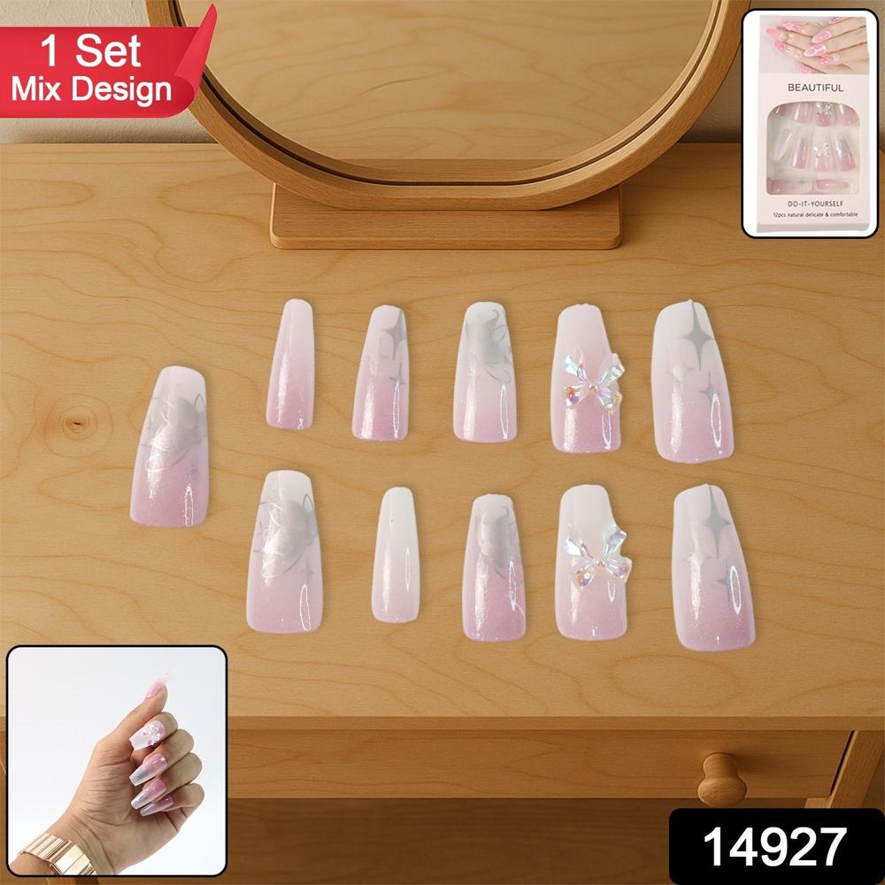 Artificial False Nail Set With Mix Design Fake Nails - (1 Set) - Application: As Per Product Requirement