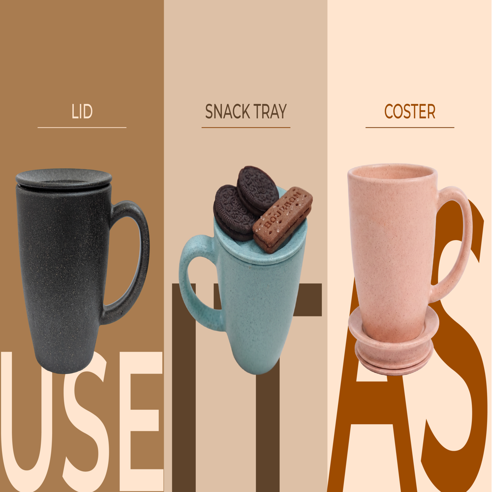 Coffee Mug With Biscuit Holder - Ceramic Type: Rice Husk Bio Composite