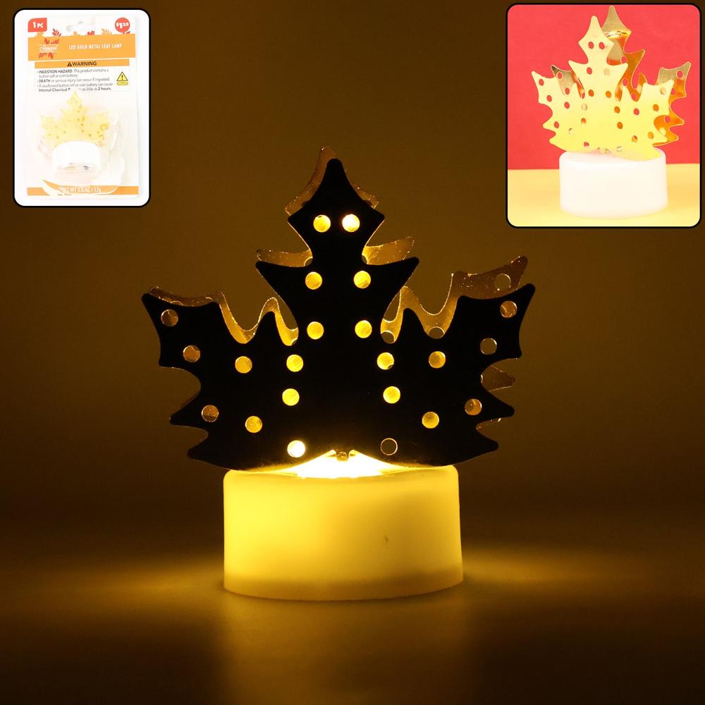 Christmas Decorative Led Gold Metal Leaf Diya Lamp, Diwali (1 Pc) - Application: As Per Product Requirement