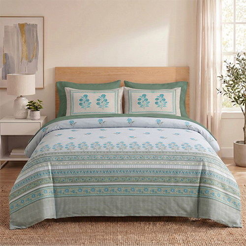 Light Green Color King Size Fitted Bedsheet Set