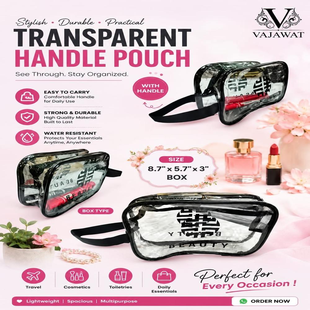 Transparent Handle multi use Pouch