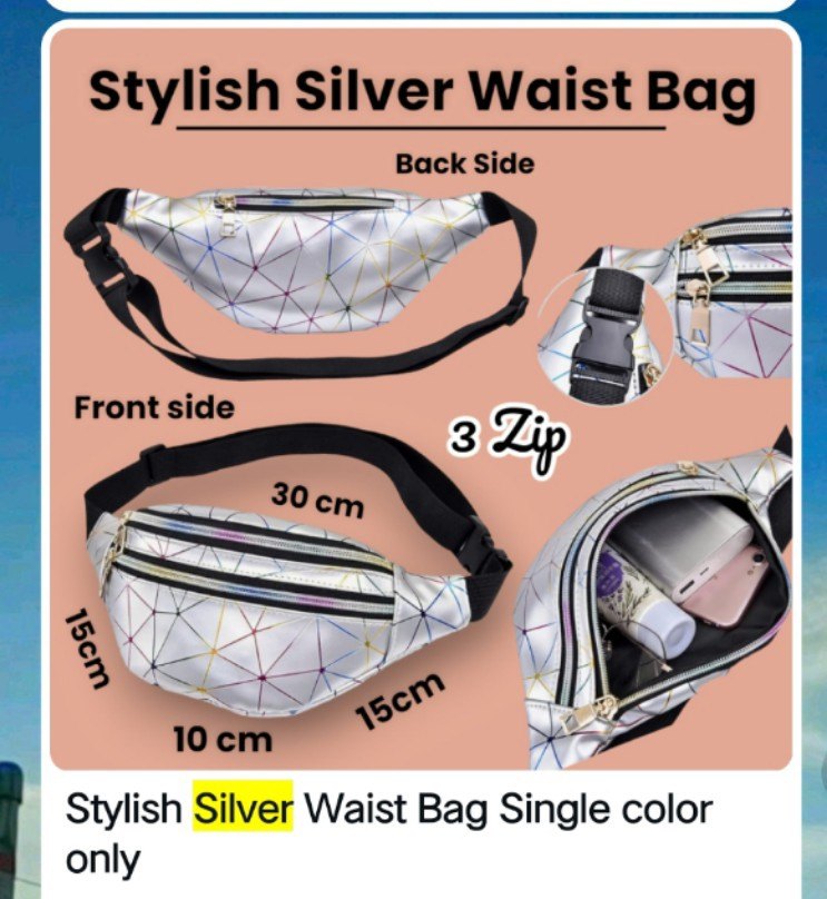 Stylish Ssilver Waist Bag