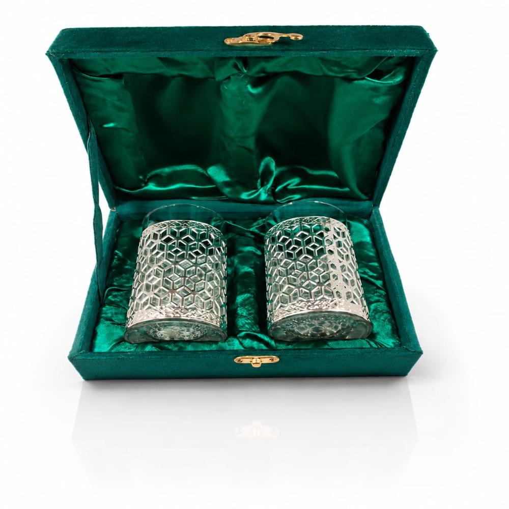 Luxury German Silver Glass Set Of 2 With Premium Velvet Gift Box - Application: Home