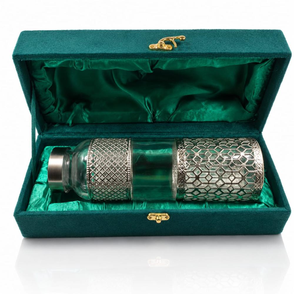 Luxury German Silver Glass Water Bottle With Velvet Gift Box - Application: Home