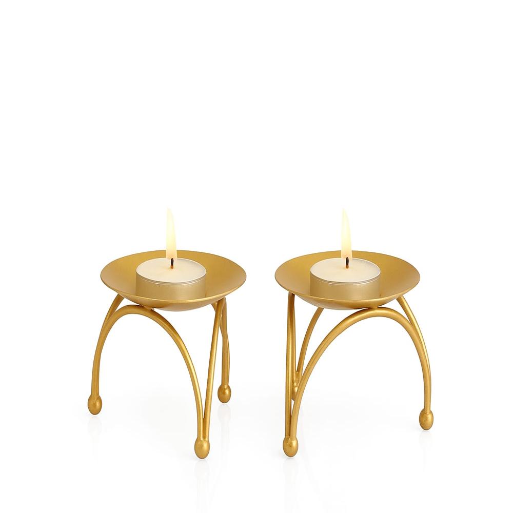 Luxury Gold Metal Tea Light Candle Holder Set Of 2 - Application: Home