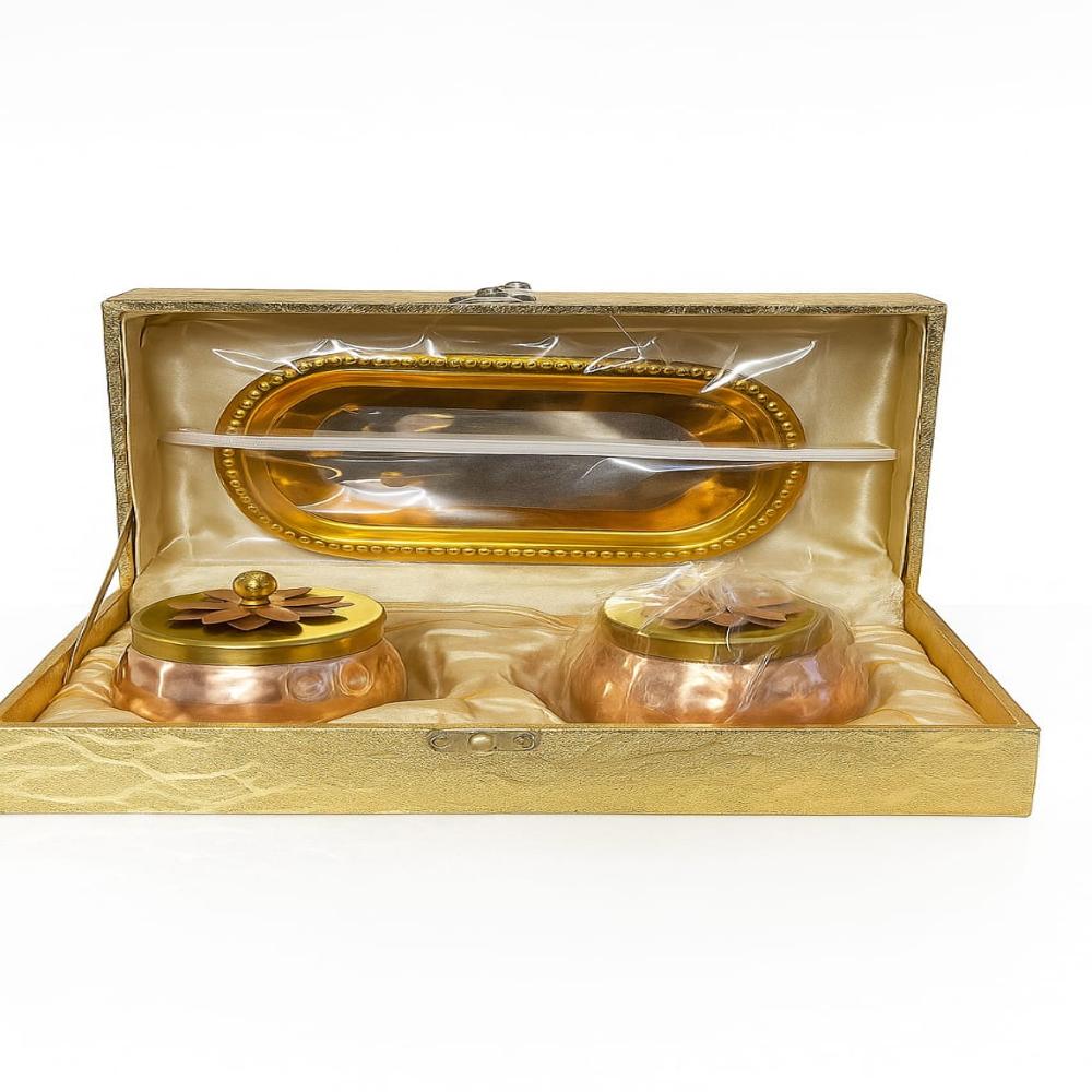 Luxury Copper Dry Fruit Jar Set with Serving Tray in Premium Gift Box