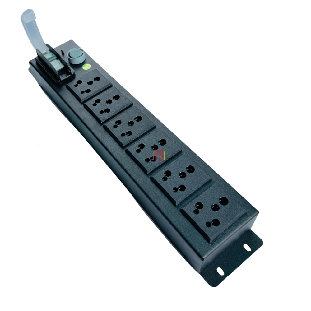 6 Socket Power Distribution Unit - Powder Coated Metal Body, Black, 10 Amps, 1.5m Cable | Surge Protection, Multi-standard Iec Outlets, Horizontal/vertical Mount