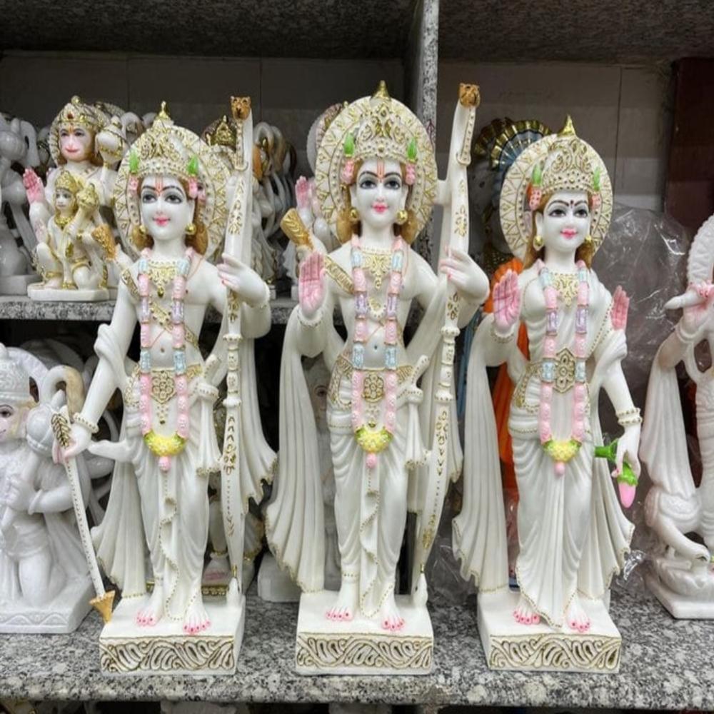Ram Darbar Marble Murti - Color: White