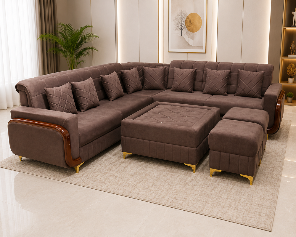Corner Head Rest Imported Fabric Sofa
