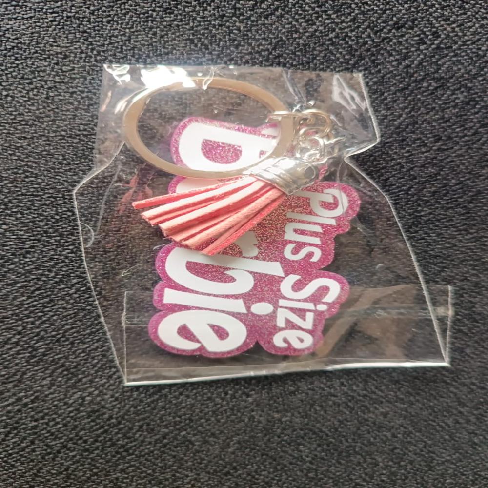 Text Keychain With Glitter Finish And Tassel Charm (1 Pc) - Application: As Per Product Requirement