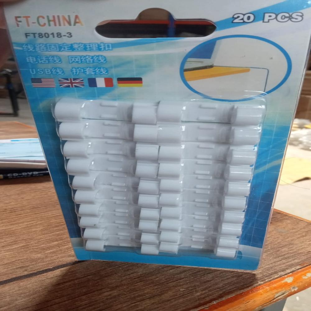 Self-Adhesive Cable Clips Round Plastic Wire Holder for Cord Management (Pack of 20)