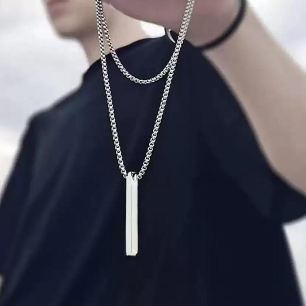 Plain Stick Shape Locket With Chain Stainless Steel Necklace (1 Pc) - Age Group: As Per Product Requirement