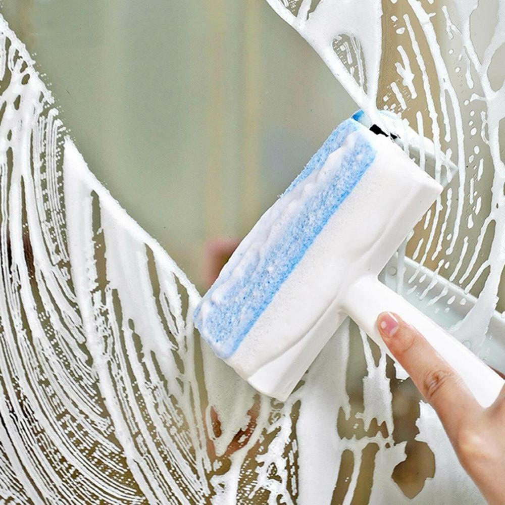 2-in-1 Glass Wiper & Brush Double-Sided Cleaner for Mirrors, Tiles & Windows