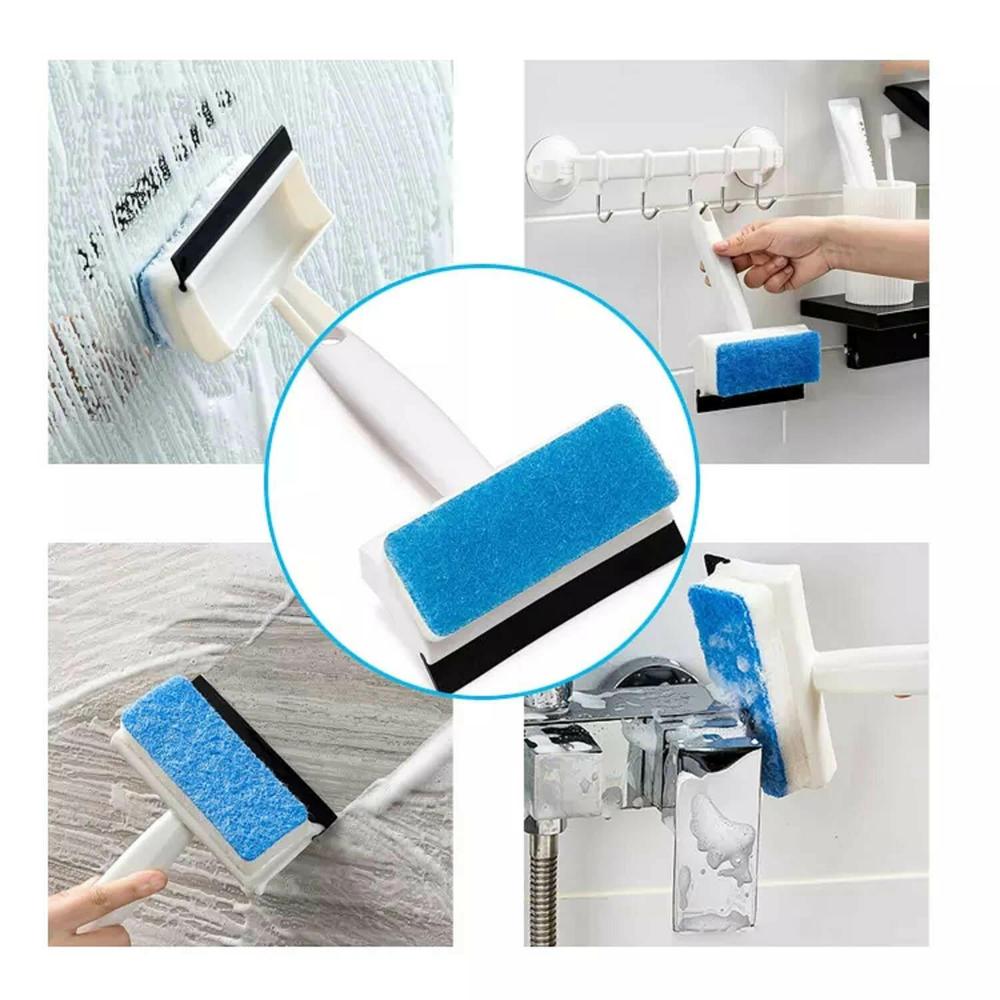 2-in-1 Glass Wiper & Brush Double-Sided Cleaner for Mirrors, Tiles & Windows