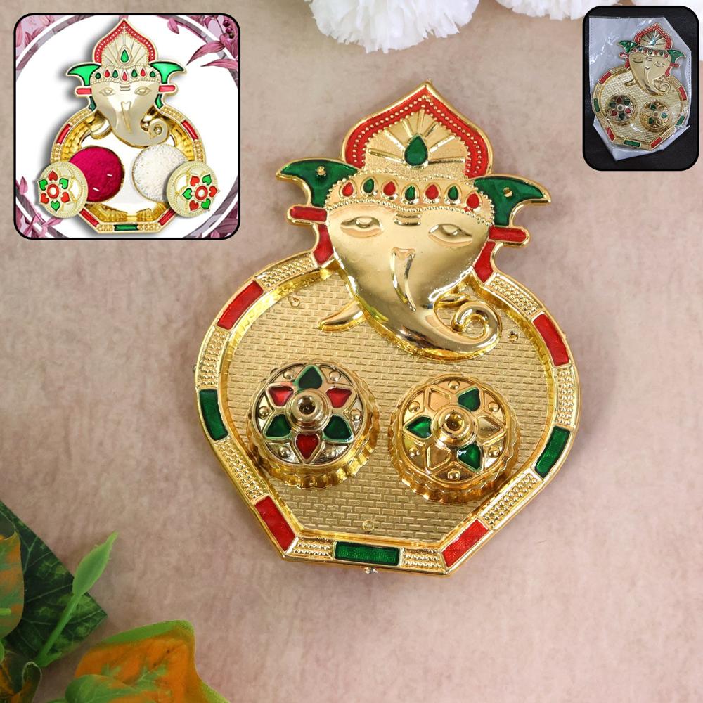 Ganesh Design Decorative Kumkum Box - (1 Pc) - Application: As Per Product Requirement