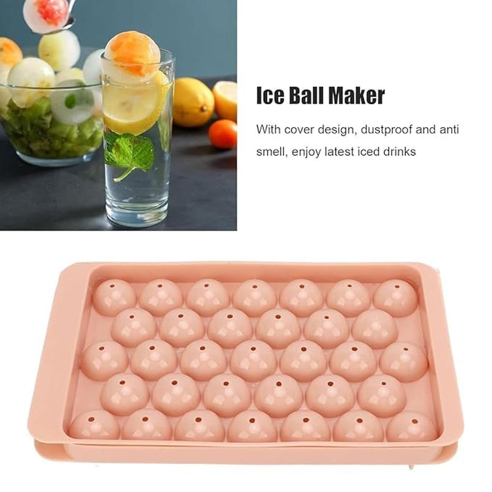 Plastic Ball Ice Cube Tray With Lid (1 Pc, 33 Grid)