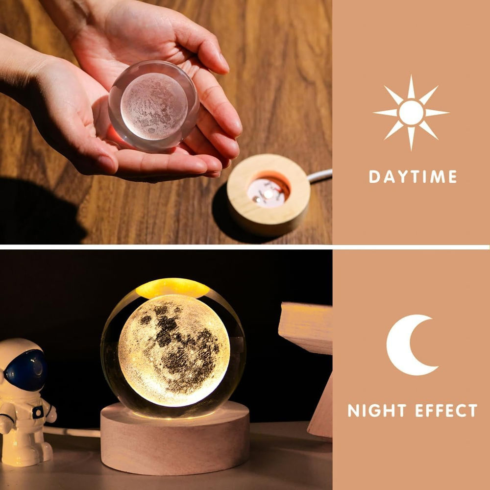 Crystal Ball Light - Material: Glass+wooden
